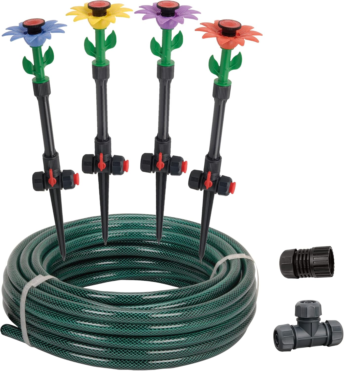 Daisy Above-Ground 50 Ft Garden Hose and Sprinkler System, DIY Plant Watering Set MissFlowery