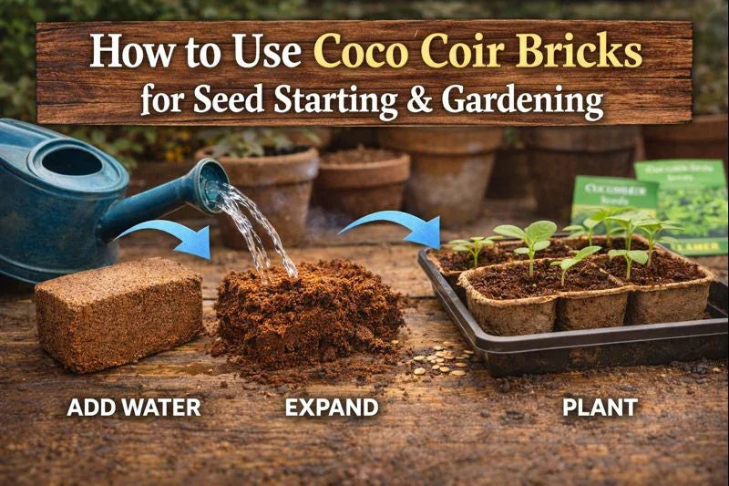 How to use coco coir bricks for seed starting with watering, expansion, and planting steps