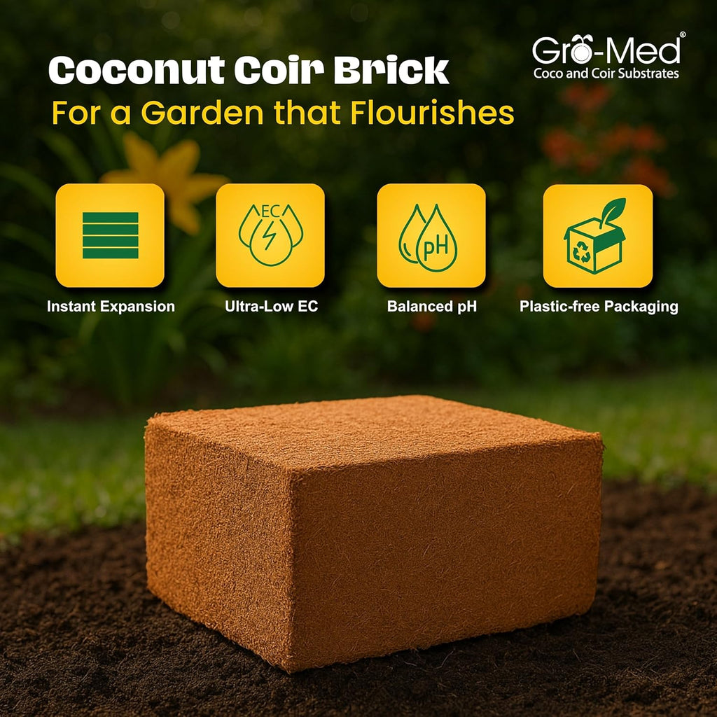 Coco Coir Brick 10 lbs – Expands to 80 Quarts – NPK Enriched Organic Coconut Coir – Potting Soil for Indoor Outdoor Plants, Seed Starter, Vegetables, Mushrooms, Gardening Use 10LB MissFlowery