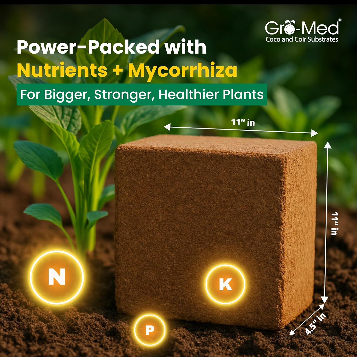 Coco Coir Brick 10 lbs – Expands to 80 Quarts – NPK Enriched Organic Coconut Coir – Potting Soil for Indoor Outdoor Plants, Seed Starter, Vegetables, Mushrooms, Gardening Use 10LB MissFlowery