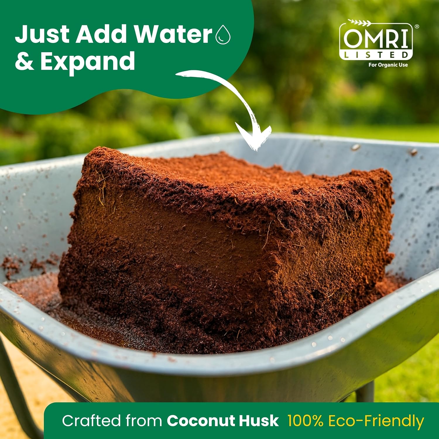 coco Coco Coir Brick 10 lbs – Expands to 80 Quarts – NPK Enriched