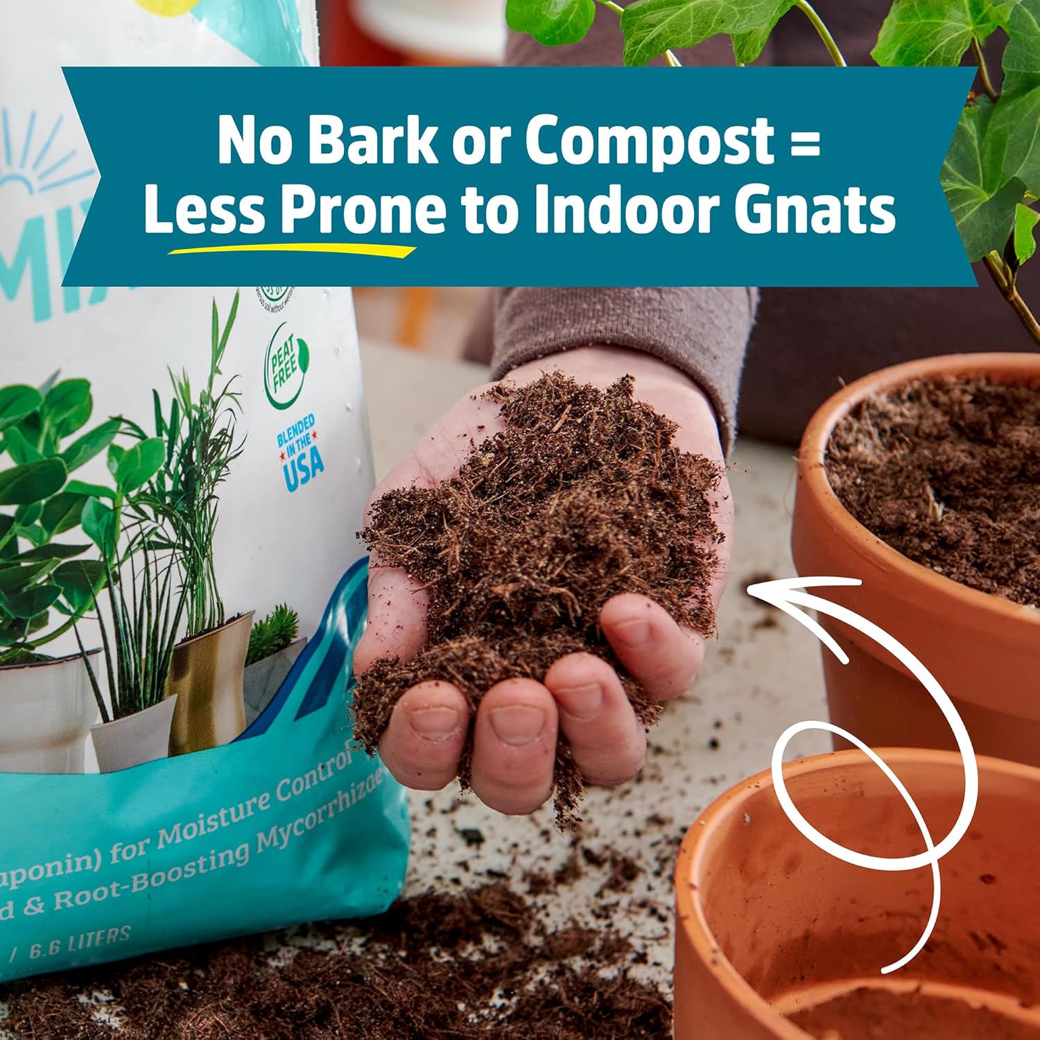 100% Organic Indoor Potting Mix (6 Quart), Promotes Healthy Houseplant Growth, Made in The USA MissFlowery
