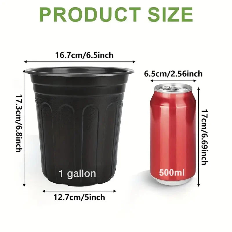 100pcs 1 Gallon Garden Pots, 6.5 Inch Plant Plastic Pots, Plastic Flower Pots, Plastic Plant Pots, Potted Garden Pots, Seeds, Succulents, Planting Pots with Plant Labels MissFlowery