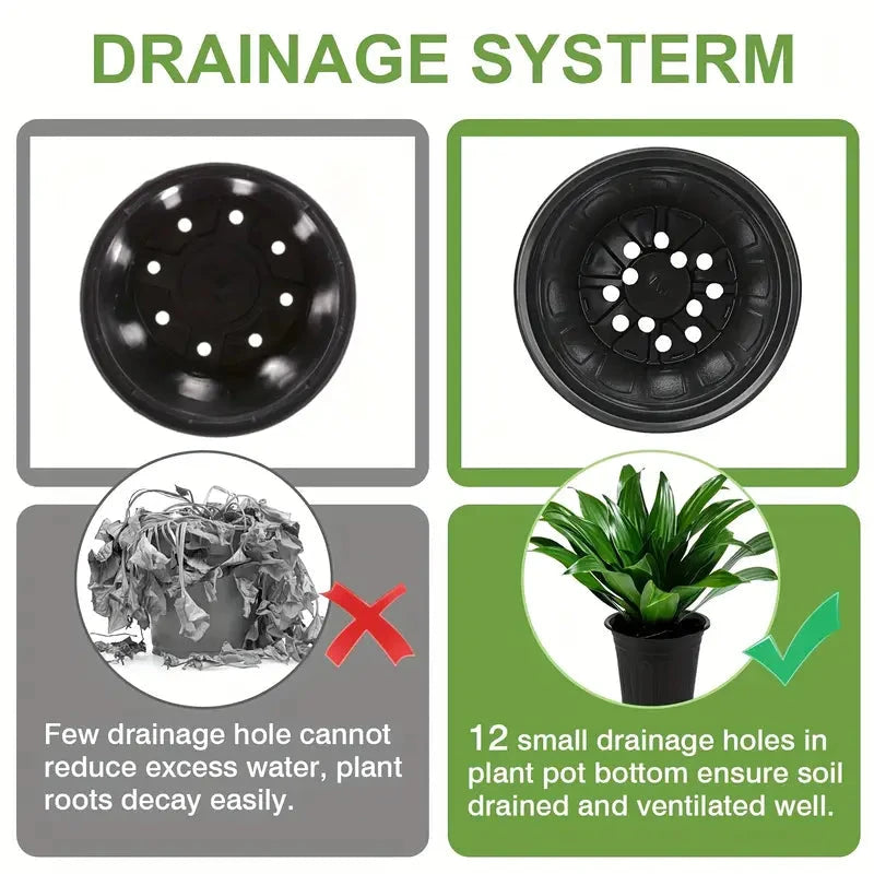 100pcs 1 Gallon Garden Pots, 6.5 Inch Plant Plastic Pots, Plastic Flower Pots, Plastic Plant Pots, Potted Garden Pots, Seeds, Succulents, Planting Pots with Plant Labels MissFlowery