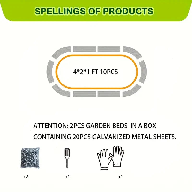 2pcs Oval Metal Raised Garden Beds - Rust-Resistant Geometric Pattern Planter Boxes MissFlowery