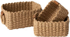 Small Wicker Baskets for Organizing, Recycled Paper Rope Storage Basket Container Bins for Shelves Bathroom Cupboards Drawer, Decorative Square Basket Organizer MissFlowery
