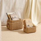 Small Wicker Baskets for Organizing, Recycled Paper Rope Storage Basket Container Bins for Shelves Bathroom Cupboards Drawer, Decorative Square Basket Organizer MissFlowery