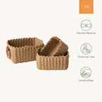 Small Wicker Baskets for Organizing, Recycled Paper Rope Storage Basket Container Bins for Shelves Bathroom Cupboards Drawer, Decorative Square Basket Organizer MissFlowery