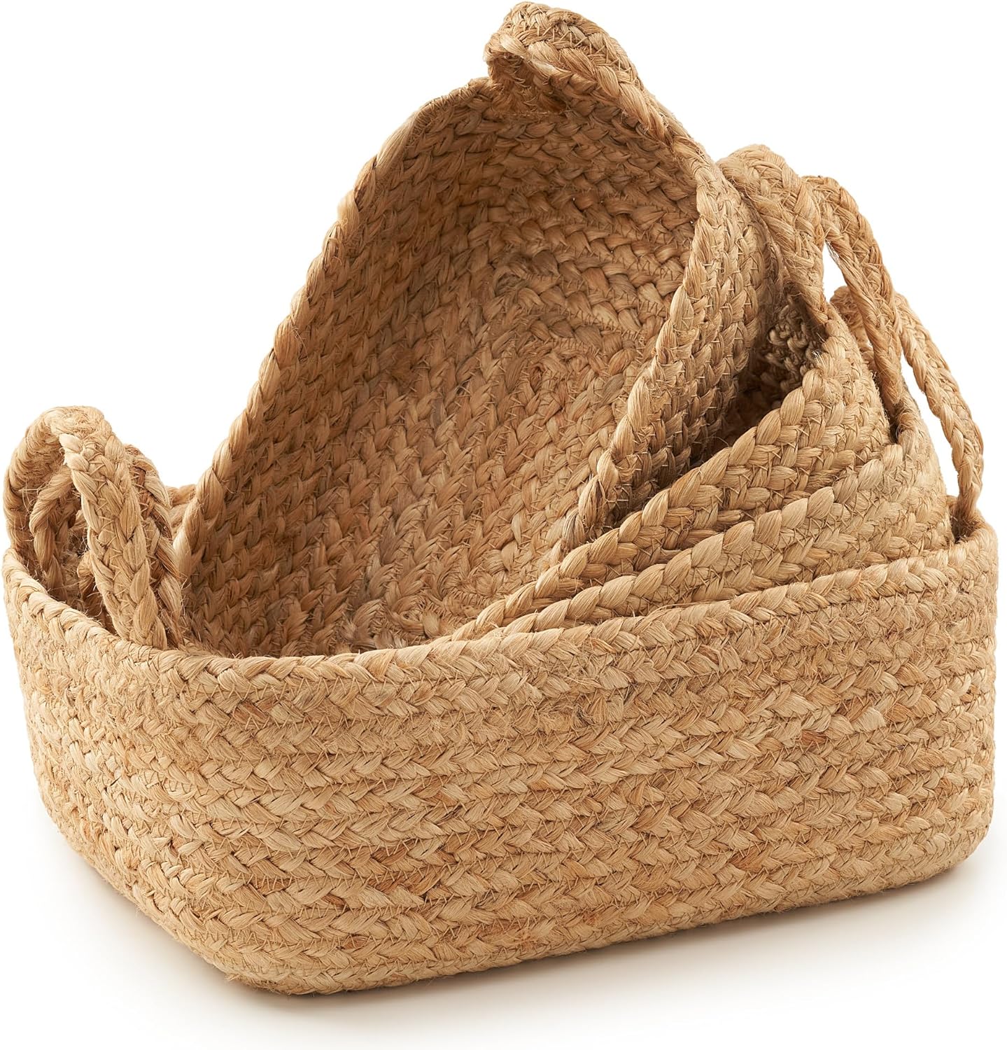 Beautiful Storage Basket Set of 4 - Natural Jute Rope Baskets for Shelves Are Perfect for Organizing Your Home - Quality Storage Bins Easily Fit With Any Nursery or Bedroom Decor MissFlowery
