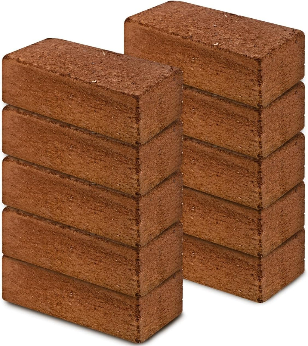 Premium Coconut Coir Bricks | 10 Bricks / 650 Grams Each / 1.5 Pounds Each | Low EC Triple-Washed | OMRI Listed | Perfect As Hydroponics Garden Soil | 100% Organic and Eco-Friendly | Great Seed Bed MissFlowery