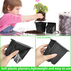 Anyumocz 100Pcs Square Plant Nursery Pots,3.5 Inch Plastic Pots with Drainage Holes,Reusable Seed Starter Pots for Flowers,Vegetables,Garden Planting,Transplanting,Succulents,Cuttings(Black) MissFlowery