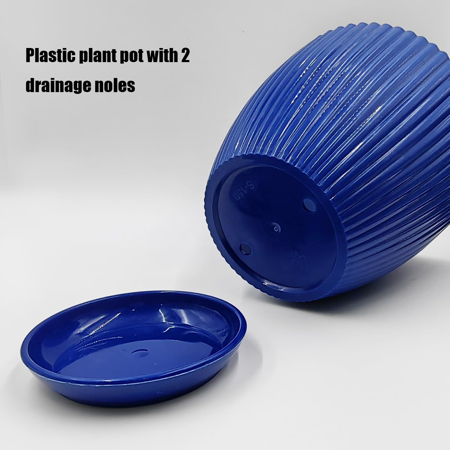 7.5/6.5/5.5/4.9/4.2/3.5 Inch Plant Pots with Saucers & Drain Holes - Indoor/Outdoor Flower Pots for Succulents, Herbs, Cactus - Modern Lightweight Durable Planter Set, Blue MissFlowery