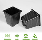 Anyumocz 100Pcs Square Plant Nursery Pots,3.5 Inch Plastic Pots with Drainage Holes,Reusable Seed Starter Pots for Flowers,Vegetables,Garden Planting,Transplanting,Succulents,Cuttings(Black) MissFlowery