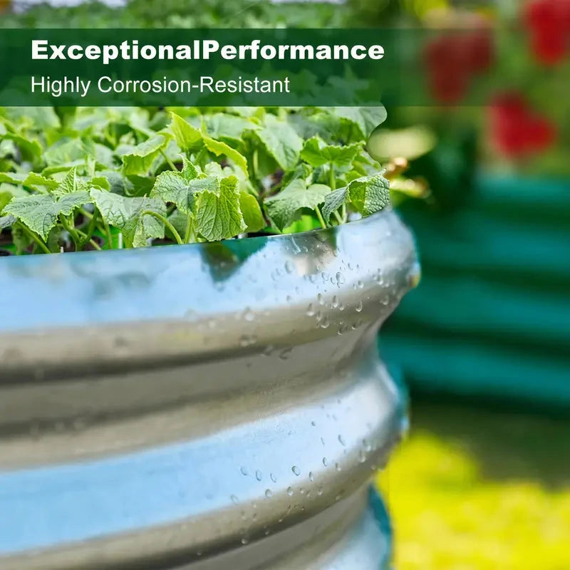 2pcs Oval Metal Raised Garden Beds - Rust-Resistant Geometric Pattern Planter Boxes MissFlowery