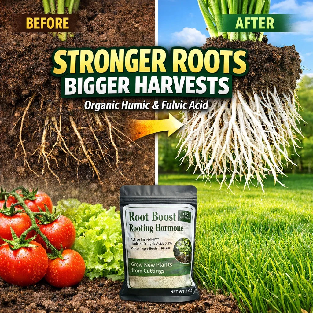 Root Boost Rooting Hormone before and after results, stronger roots, bigger harvests, organic gardening