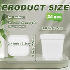 Miss Flowery 24Pcs 3" Square Plastic Plant Pots,White Nursery Pots with Saucers,Seedling Nursery Transplanting Planter Container for Plants,Garden,Flower,Home,Office,Balcony Decor,Indoor,Outdoor MissFlowery
