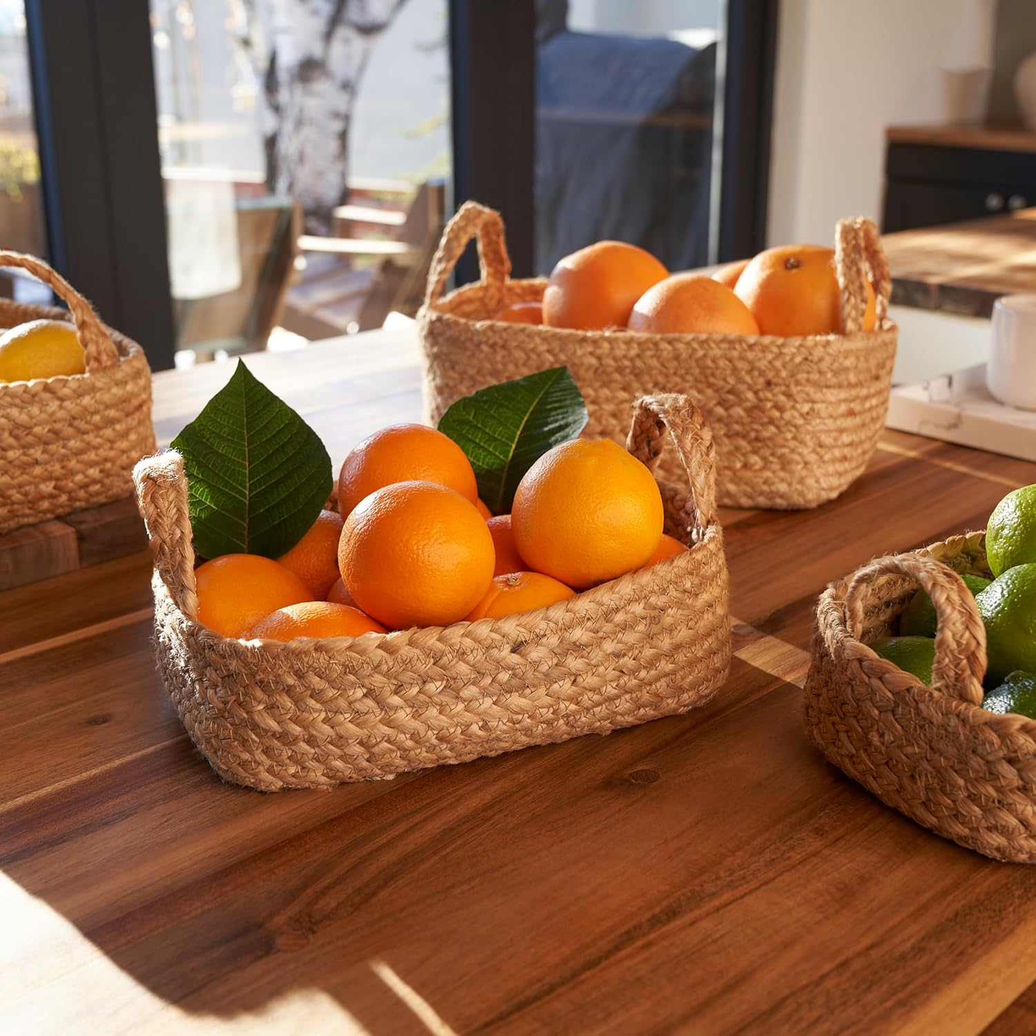 Beautiful Storage Basket Set of 4 - Natural Jute Rope Baskets for Shelves Are Perfect for Organizing Your Home - Quality Storage Bins Easily Fit With Any Nursery or Bedroom Decor MissFlowery