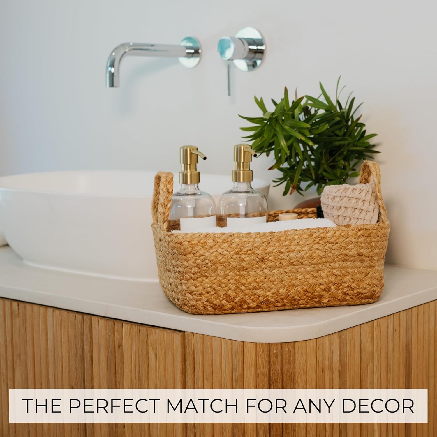 Beautiful Storage Basket Set of 4 - Natural Jute Rope Baskets for Shelves Are Perfect for Organizing Your Home - Quality Storage Bins Easily Fit With Any Nursery or Bedroom Decor MissFlowery