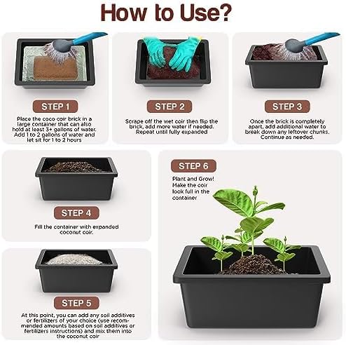 Premium Coconut Coir Bricks | 10 Bricks / 650 Grams Each / 1.5 Pounds Each | Low EC Triple-Washed | OMRI Listed | Perfect As Hydroponics Garden Soil | 100% Organic and Eco-Friendly | Great Seed Bed MissFlowery