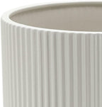 Basics Assorted Sizes Fluted Ceramic Round Indoor Outdoor Planters with Drainage, Set of 3, Modern Design, 6 inch, 8 inch, 10 inch, White MissFlowery