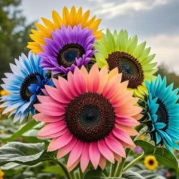 Sunflower Seeds Mix Pack 9 Colorful Varieties of Sun Flower Seeds to Plant - 2-10ft Tall Plants, Pollinator Friendly 𝗡𝗢𝗡-𝗚𝗠𝗢 𝗨𝗦𝗔 – Easy to Grow, High Germination MissFlowery