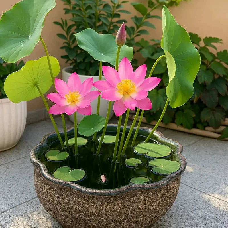 60Seeds Bowl Lotus & Bonsai Lotus, Indoor & Outdoor,Pre-Sprouted Mixed Color Bonsai Lotus, Water Lily Seeds for Home Ornamentation, includes Planting Guide, Easy Growth with Minimal Care,Seeds for Spring Garden,Flower Seeds,Easy to Grow MissFlowery
