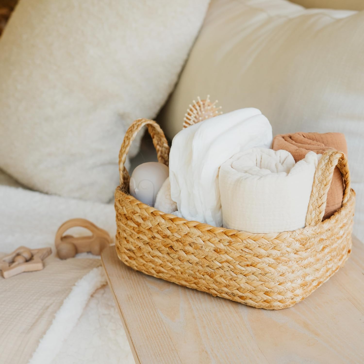 Beautiful Storage Basket Set of 4 - Natural Jute Rope Baskets for Shelves Are Perfect for Organizing Your Home - Quality Storage Bins Easily Fit With Any Nursery or Bedroom Decor MissFlowery