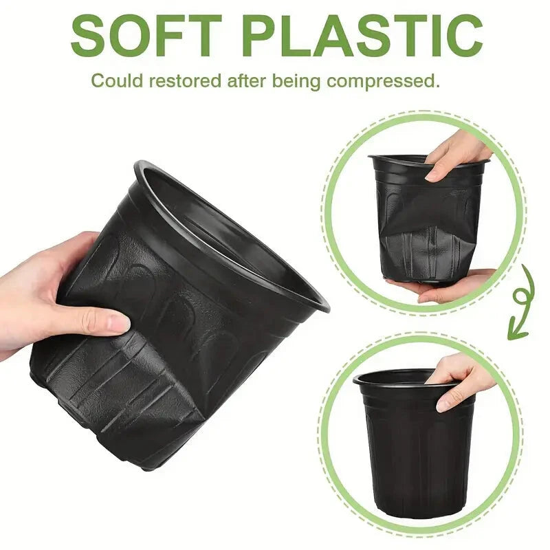 100pcs 1 Gallon Garden Pots, 6.5 Inch Plant Plastic Pots, Plastic Flower Pots, Plastic Plant Pots, Potted Garden Pots, Seeds, Succulents, Planting Pots with Plant Labels MissFlowery