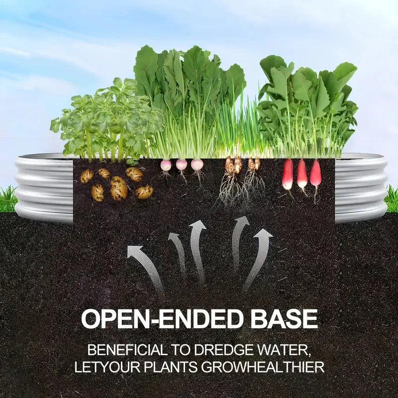 2pcs Oval Metal Raised Garden Beds - Rust-Resistant Geometric Pattern Planter Boxes MissFlowery