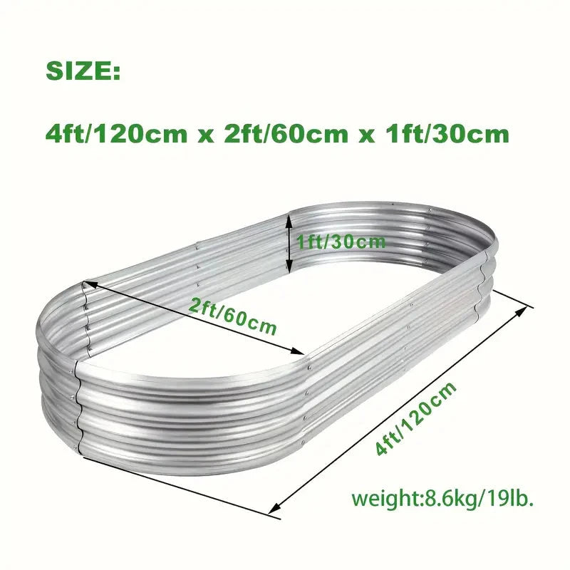 2pcs Oval Metal Raised Garden Beds - Rust-Resistant Geometric Pattern Planter Boxes MissFlowery